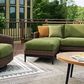 Ashley Horizon Hall Outdoor Ottoman with Cushion in Green, , large