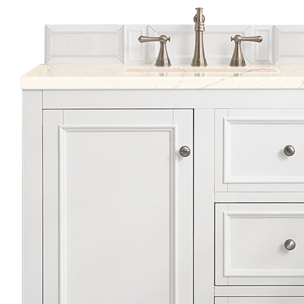 James Martin Vanities De Soto 36&quot; Single Bathroom Vanity in Bright White with 3 cm Eternal Marfil Quartz Top and Rectangular Sink, , large