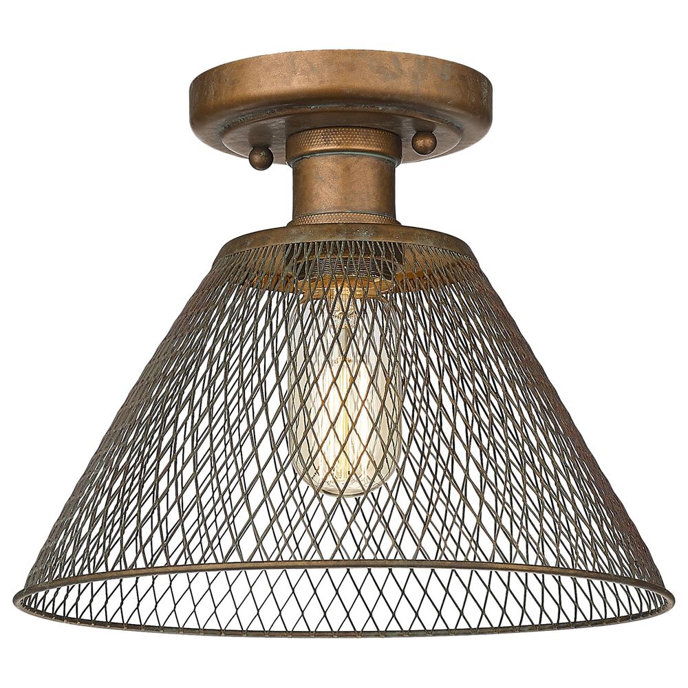 Golden Lighting Carver 1-Light Semi-Flush in Copper Patina, , large