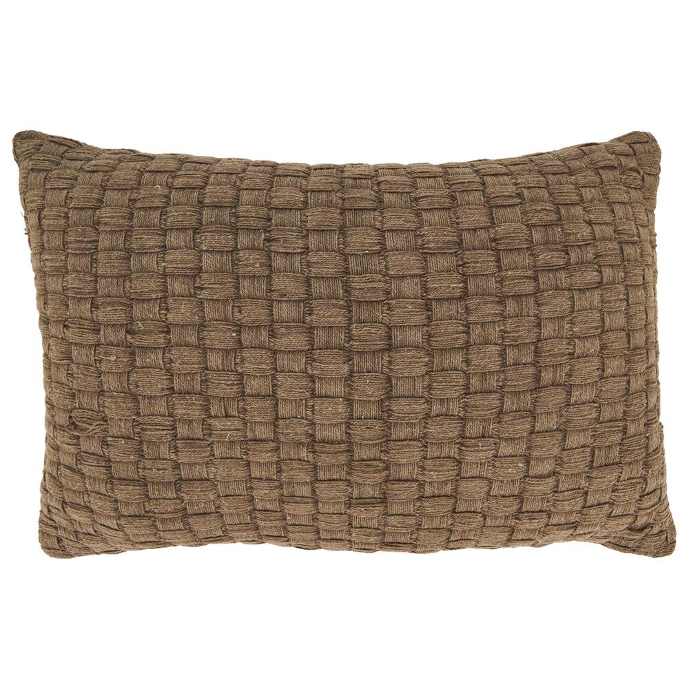 Saro Waffle Weave 20" Square Throw Pillow in Natural, , large