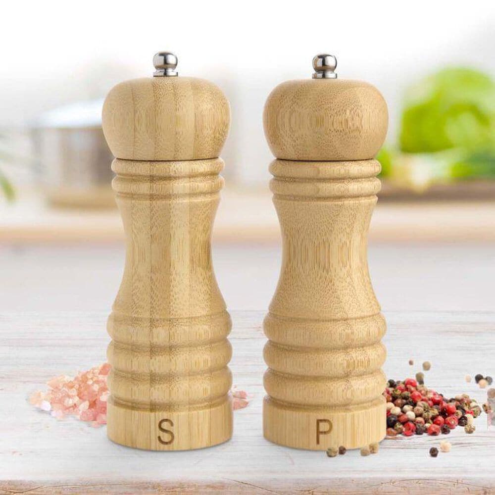 HIC Kitchen Salt and Peppermill with Grinder Set in Brown &#40;Set of 2&#41;, , large