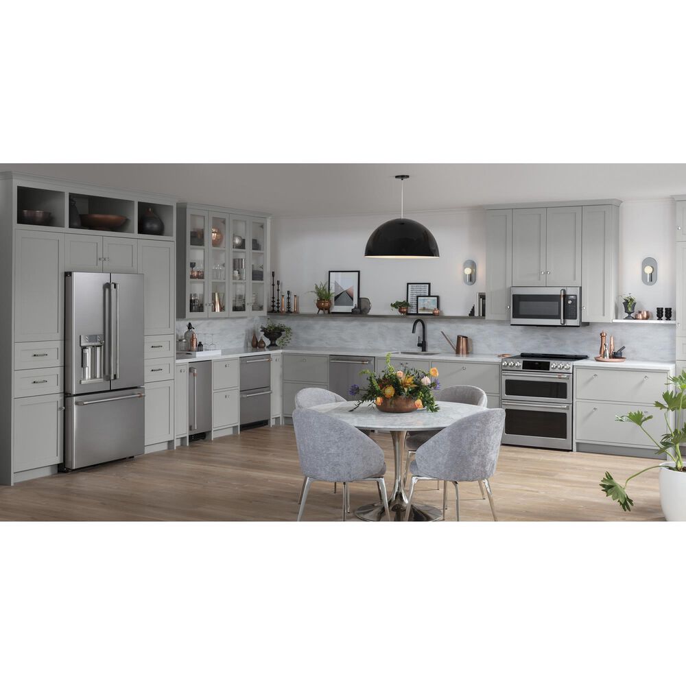 Cafe 4-Piece Kitchen Package with 22.1 Cu. Ft. French Door Refrigerator and Electric Range in Stainless Steel, , large