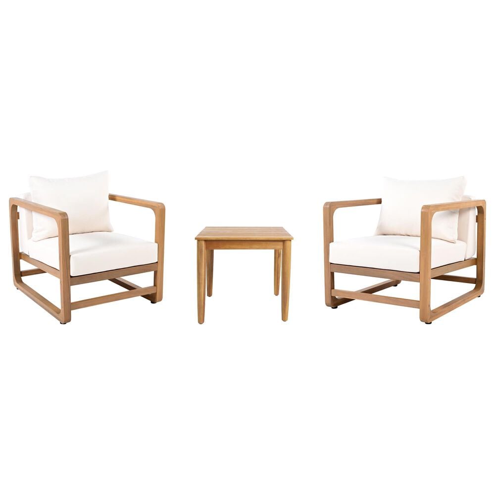 Hearth and Haven 3-Piece Patio Chat Set with Rounded Lines in Beige, , large