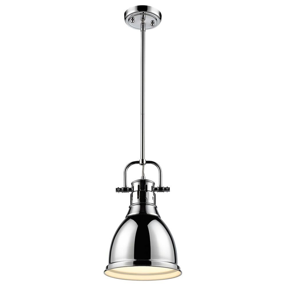 Golden Lighting Duncan 1-Light Small Pendant with Rod in Chrome, , large