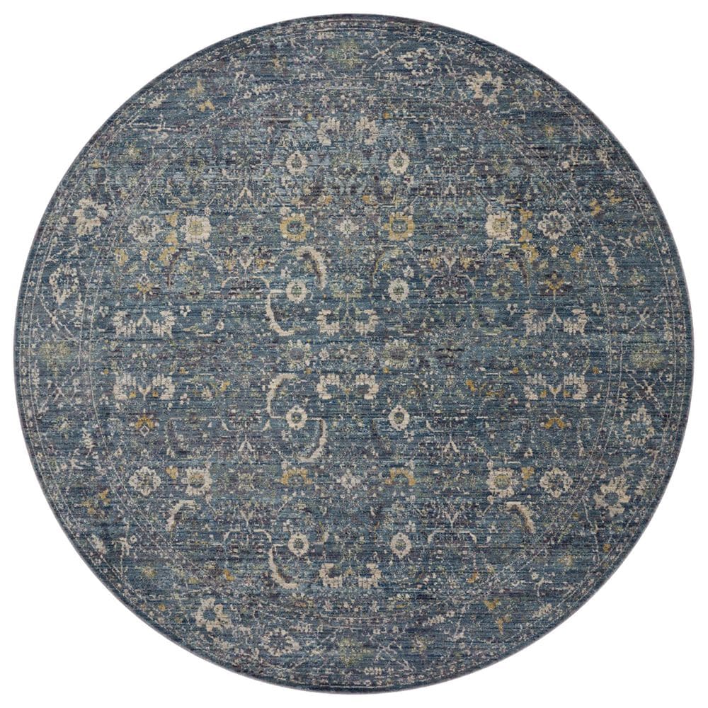 Loloi Bradbury 5" Round Ocean and Gold Area Rug, , large