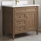 James Martin Brittany 36" Single Bathroom Vanity in Pecan with Single Hole 3 cm White Zeus Silestone Top and Rectangular Sink, , large