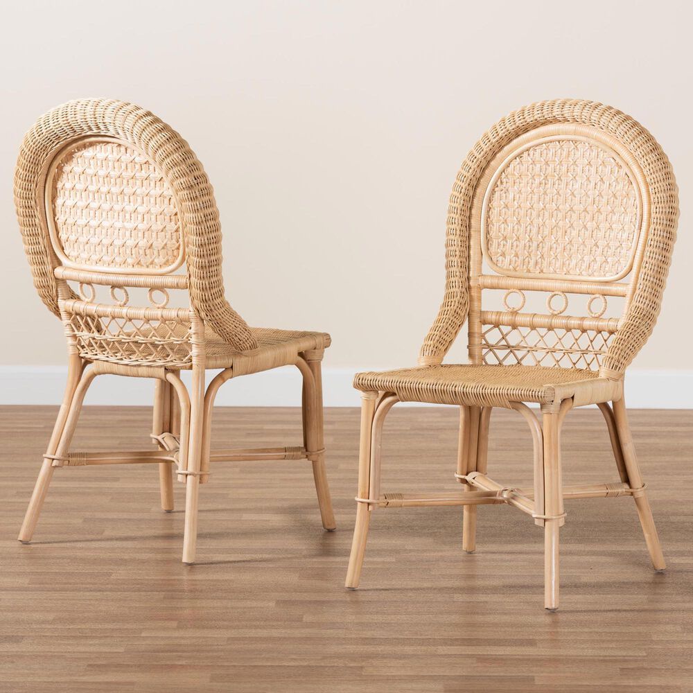 Baxton Studio Jelita Side Chair in Natural Brown (Set of 2), , large