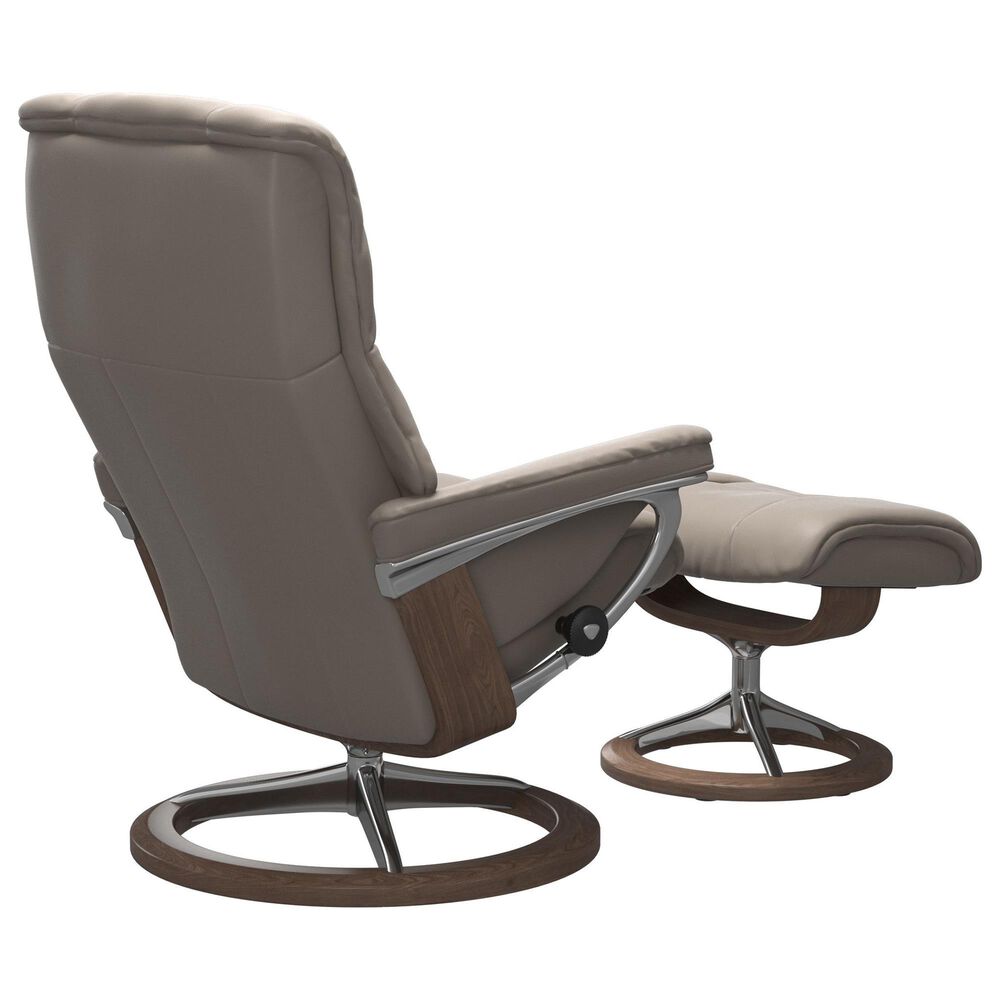 Stressless Mayfair Small Leather Chair and Ottoman in Paloma Fog, , large