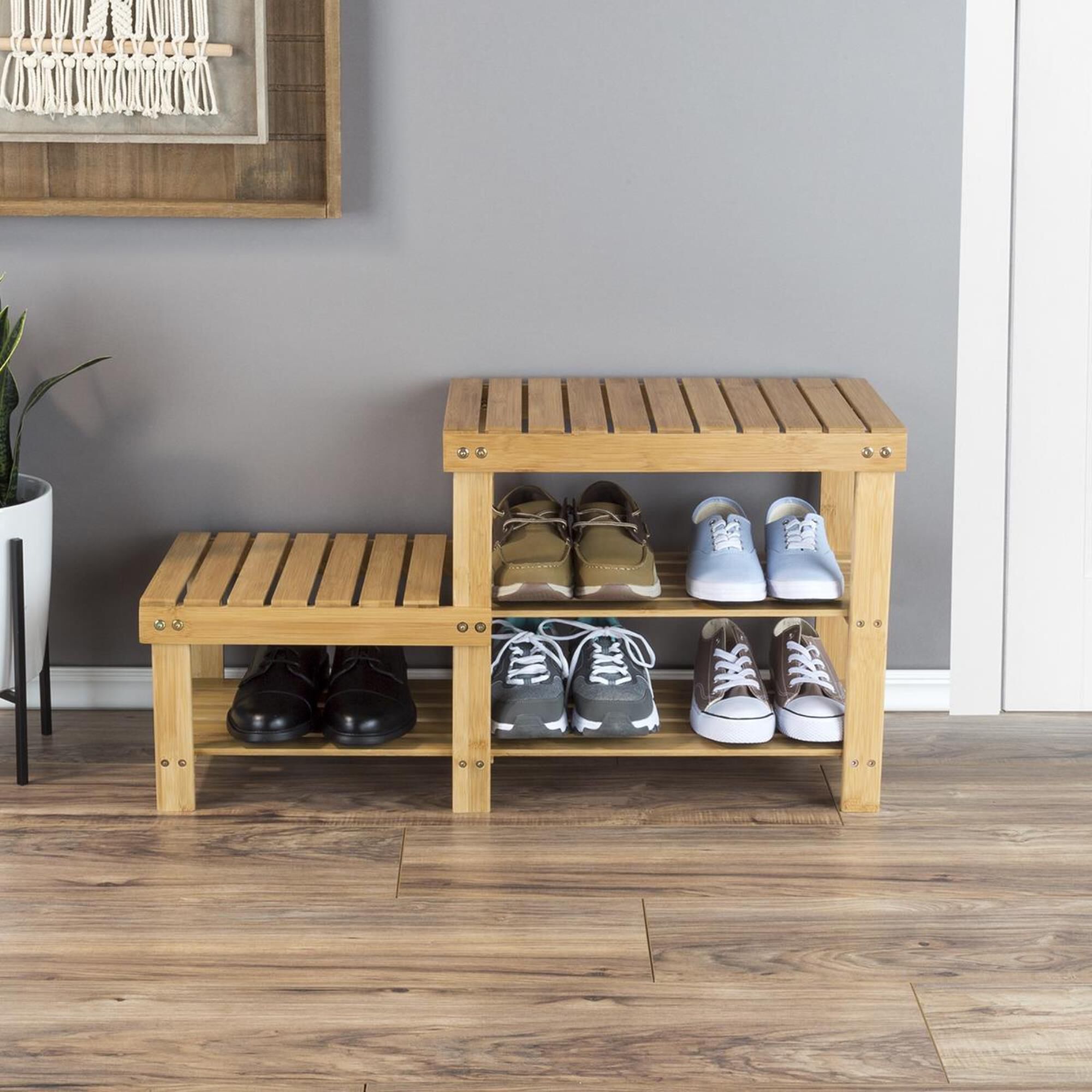 Bamboo sale shoe cabinet