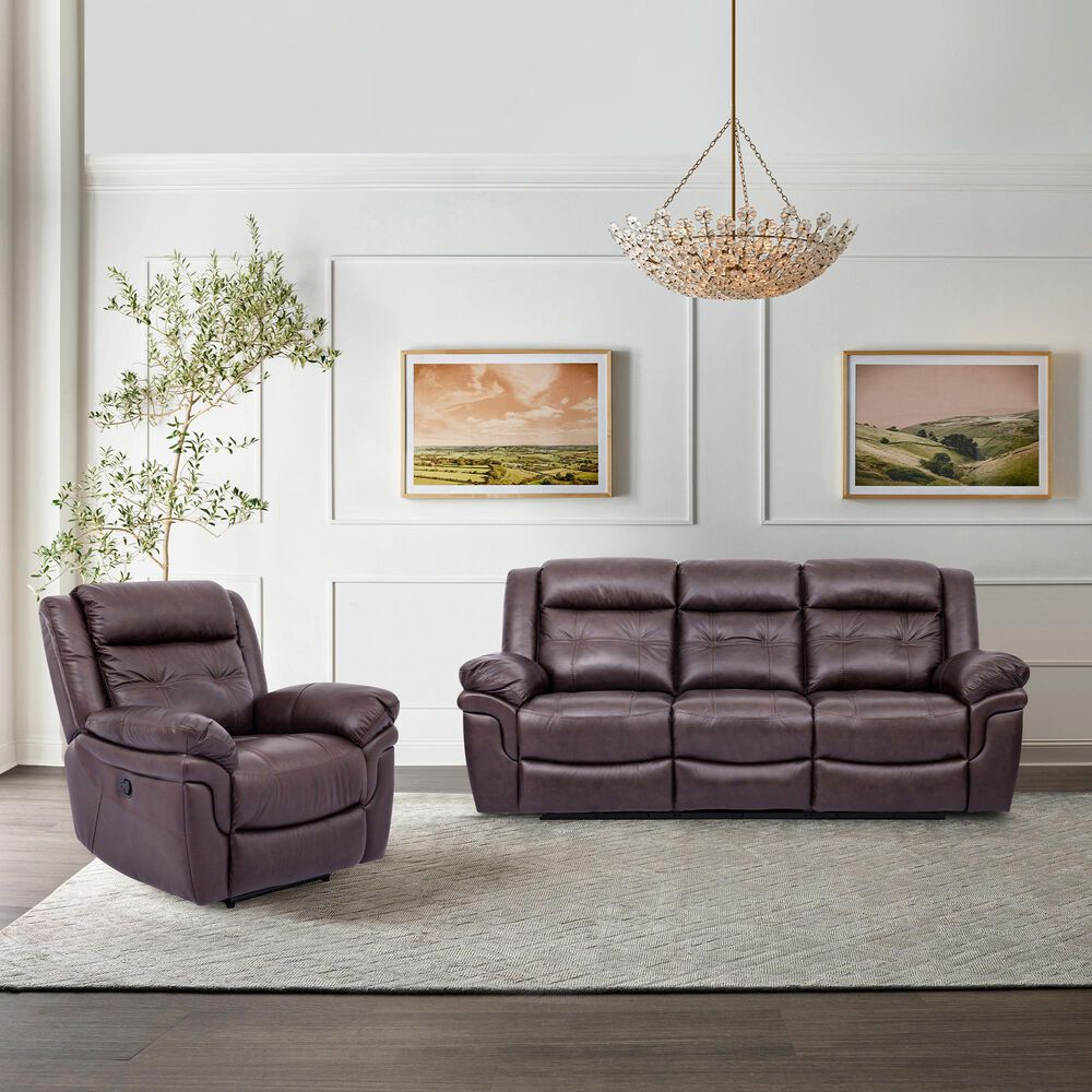 Blue River Marcel Manual Reclining Sofa in Dark Brown, , large