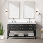 Lexora Home Norwalk 60" Double Bathroom Vanity in Black Oak with White Cultured Marble Top  and Rectangle Sink, , large