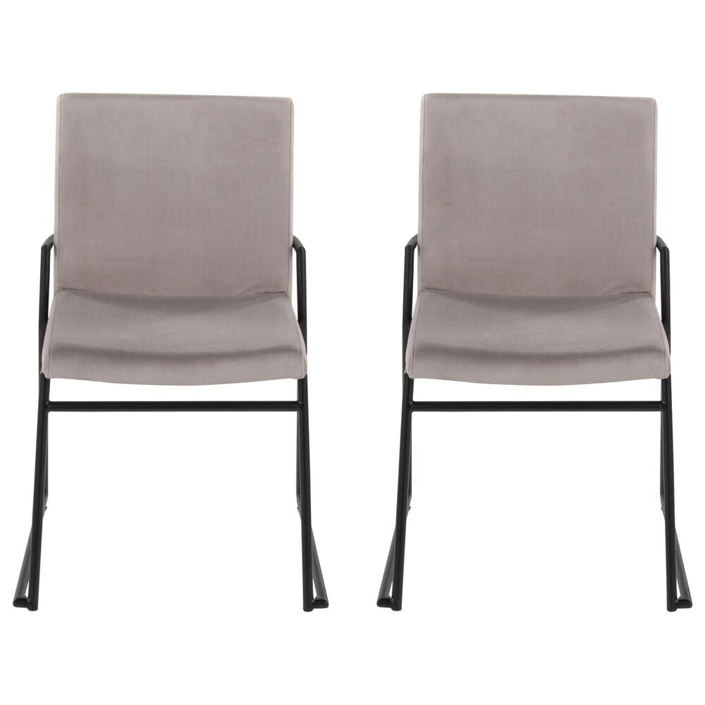 LumiSource Dutchess Side Chair with Silver Velvet Cushion in Black (Set of 2), , large