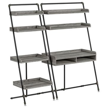 Furniture of America Springer 2-Piece Desk Set in Gray Oak and Black, , large