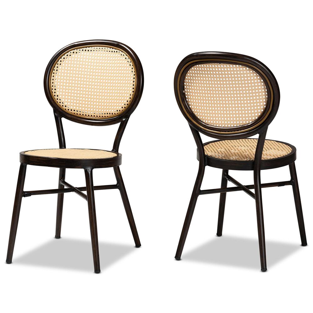 Baxton Studio Thalia Side Chair in Natural and Dark Brown (Set of 2), , large