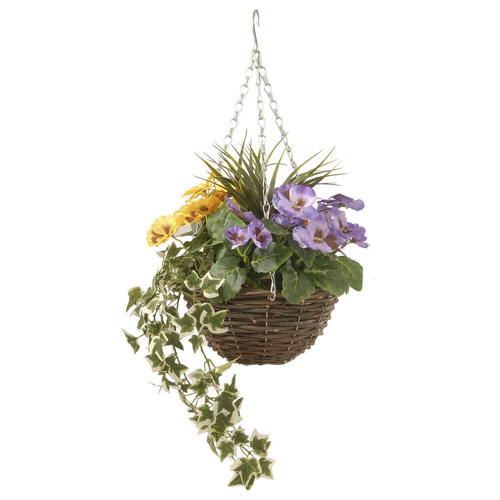 National Tree 14" Pansy & Ivy Hanging Basket, , large