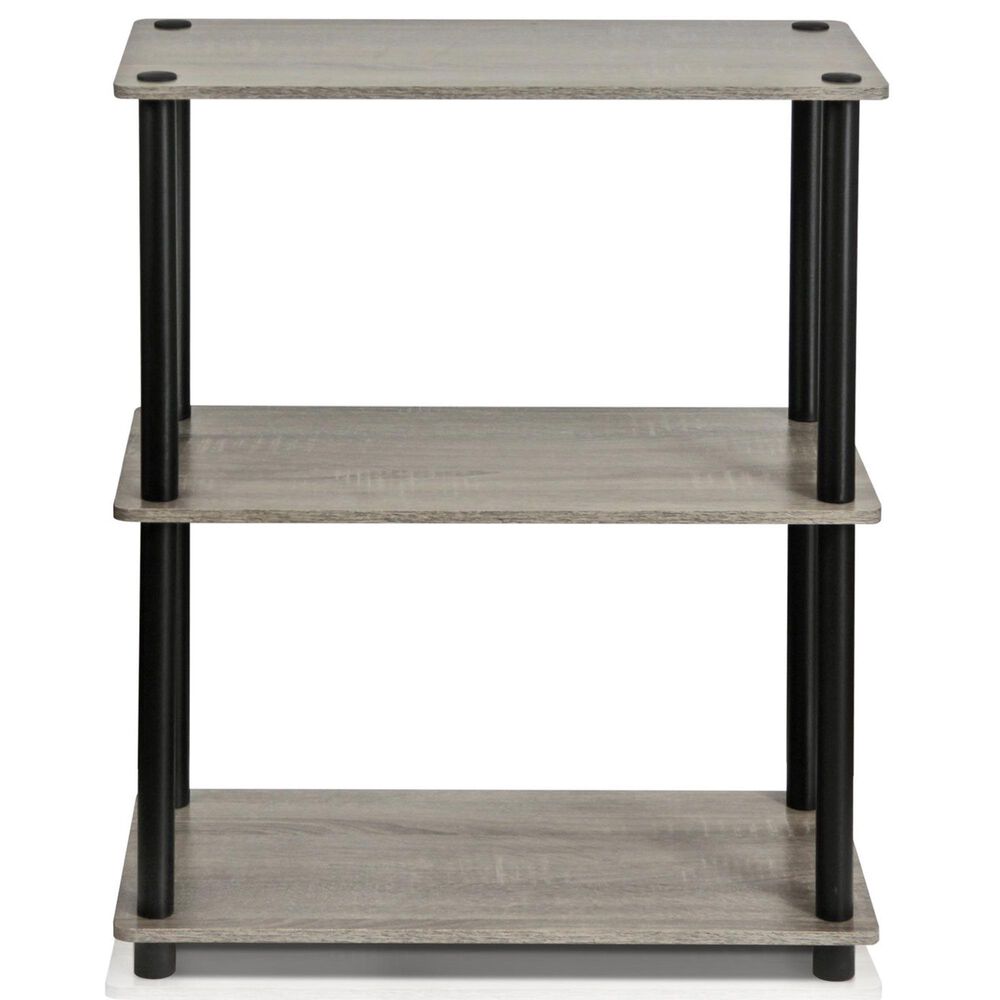 HOMLUX 3-Tier Compact Open Storage Bookshelf in French Oak and Black, , large