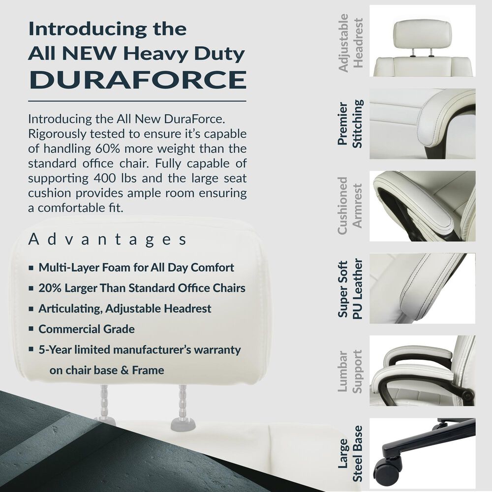 Regency Global Sourcing DuraForce Big and Tall Ergonomic Executive Office Chair in Cream, , large