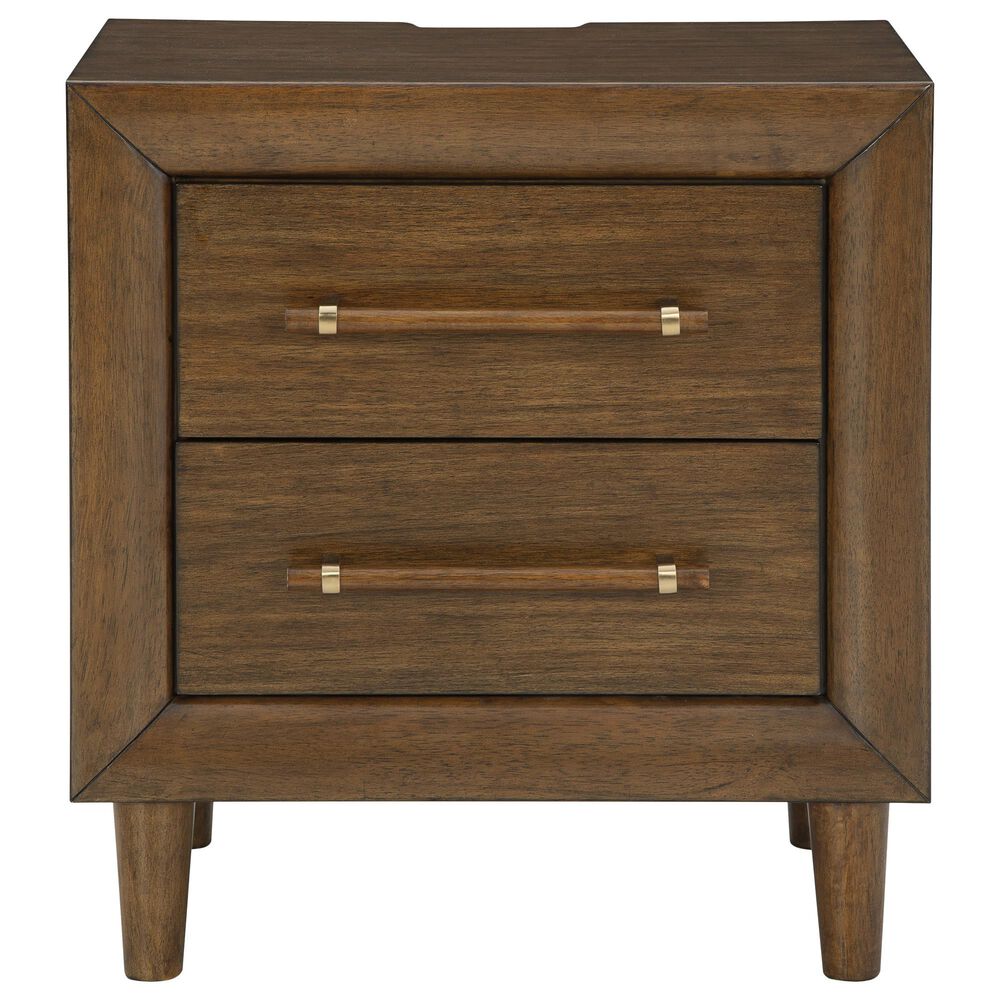 Ashley Lyncott Queen Panel Bed and Two Nightstands in Medium Brown, , large