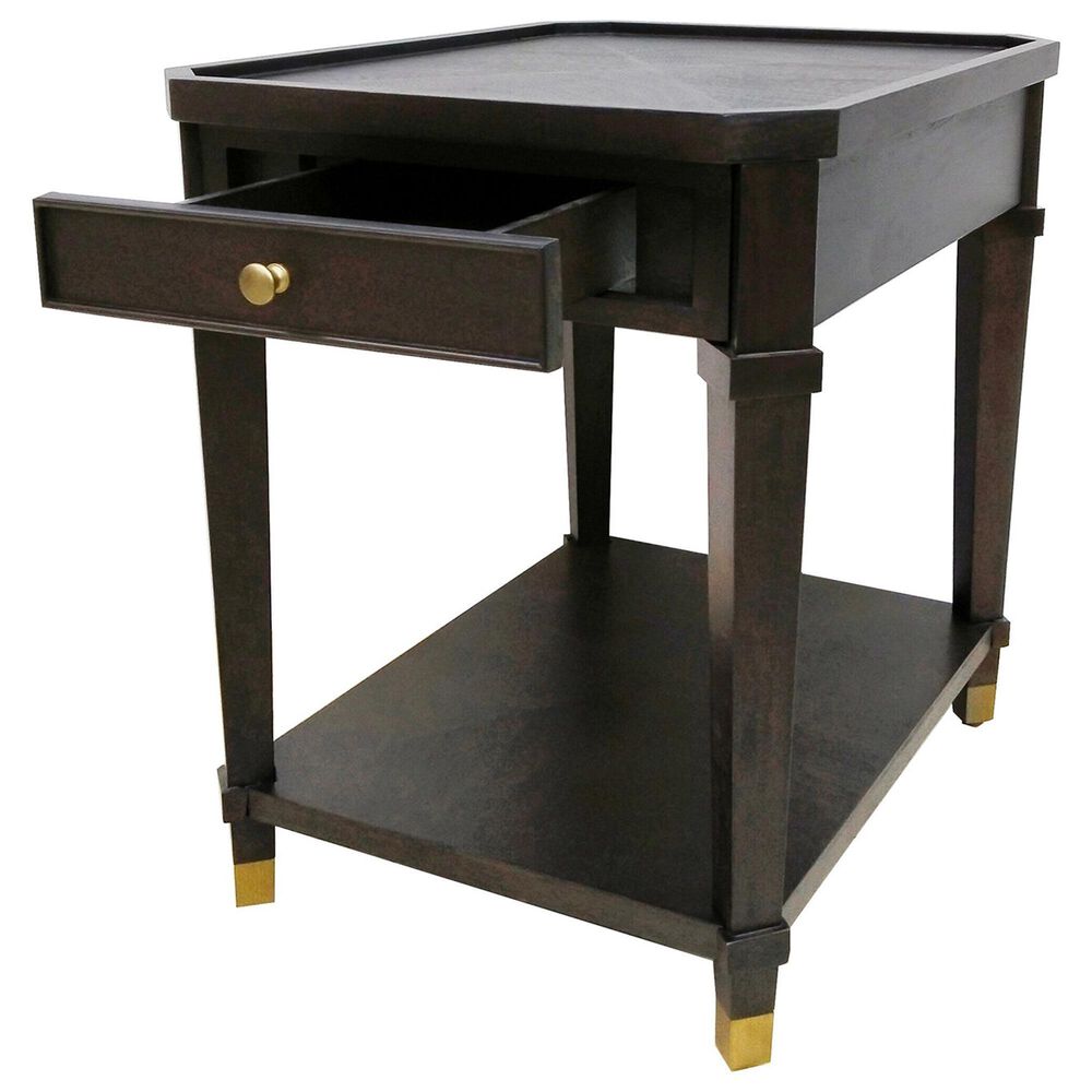 Slatehouse Carrington End Table in Dark Brown and Antique Gold, , large