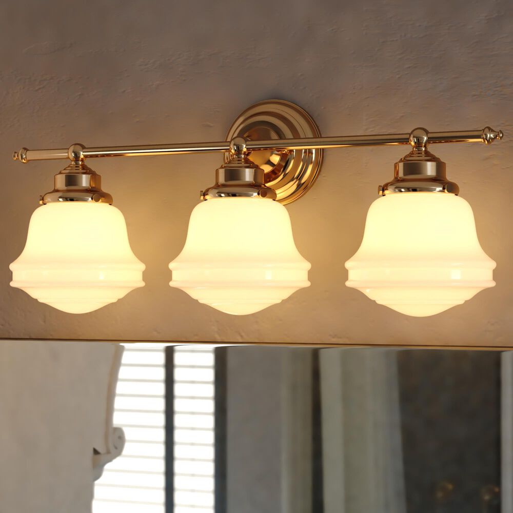 Vaxcel Huntley 3-Light Bathroom Vanity in Natural Brass, , large