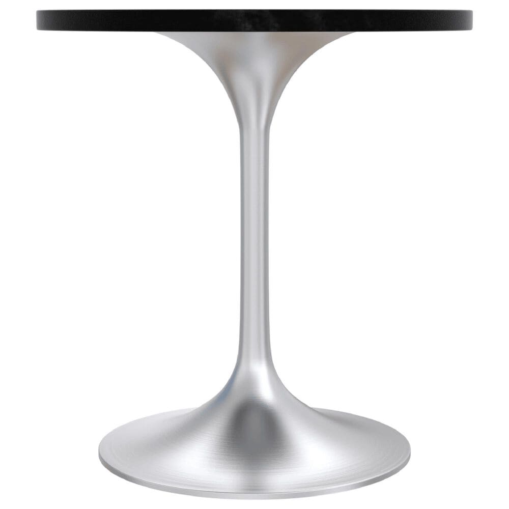 Leisuremod LeisureMod Verve Collection 27 Round Dining Table, Brushed Chrome Base with Black MDF Top, , large
