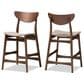 Baxton Studio Latina Counter Stool with Light Grey Cushion in Walnut (Set of 2), , large