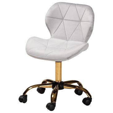 Baxton Studio Savara Swivel Office Chair with Grey Cushion in Gold, , large