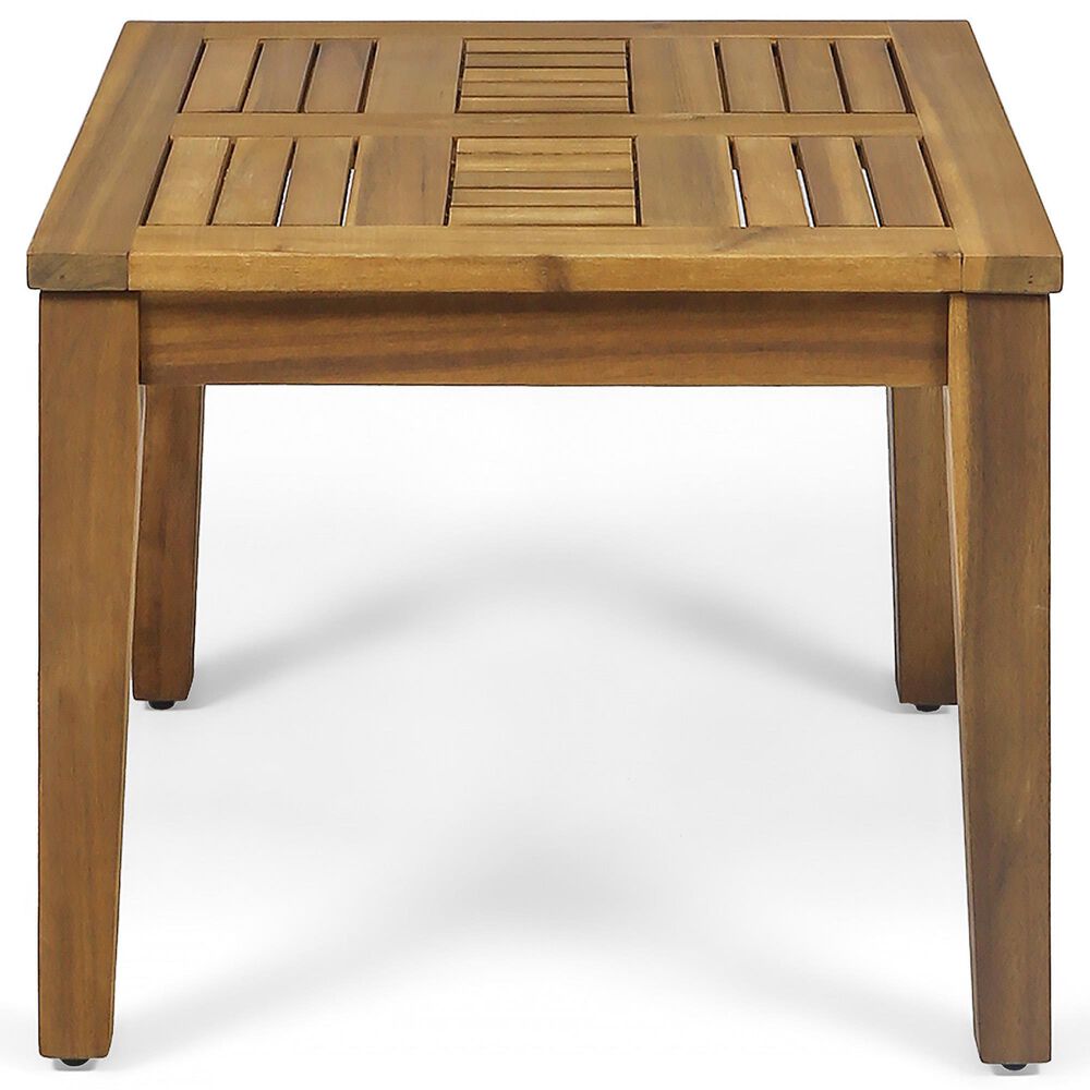 Hearth and Haven Hampton Outdoor Square Side Table with Slatted Top in Natural, , large