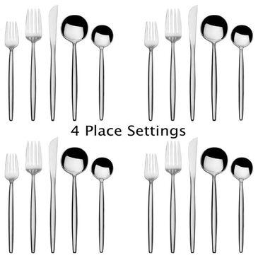 Lifetime Brands Forged Shea 20-Piece Flatware Set in Stainless Steel, Service for 4, , large