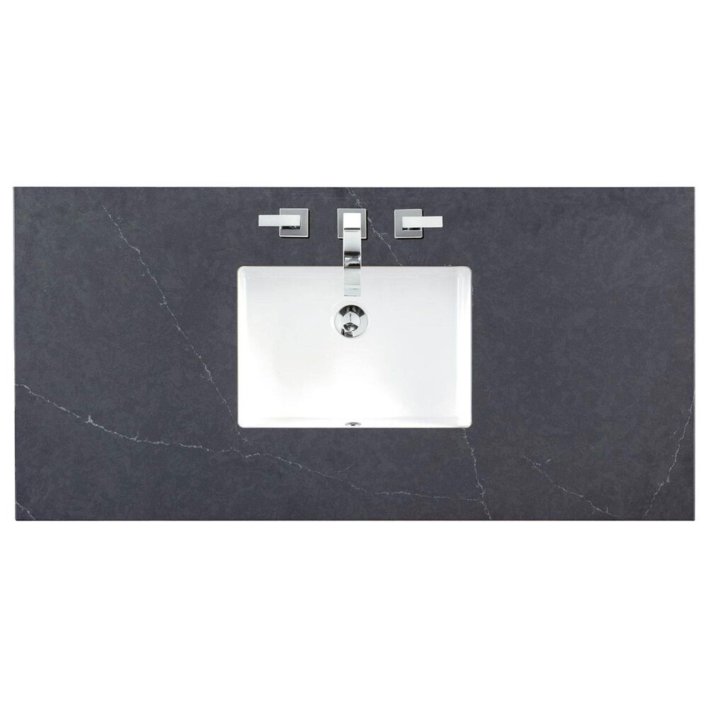 James Martin Vanities Breckenridge 48&quot; Single Bathroom Vanity in Serenity Blue with 3 cm Charcoal Soapstone Quartz Top and Rectangular Sink, , large
