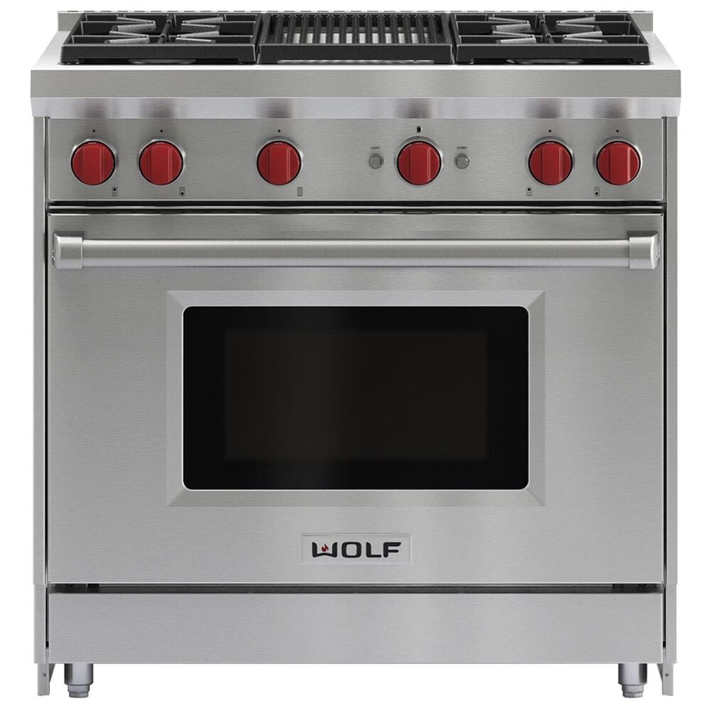 Wolf 36" Professional Gas Range with 4 Burners with Charbroiler, , large