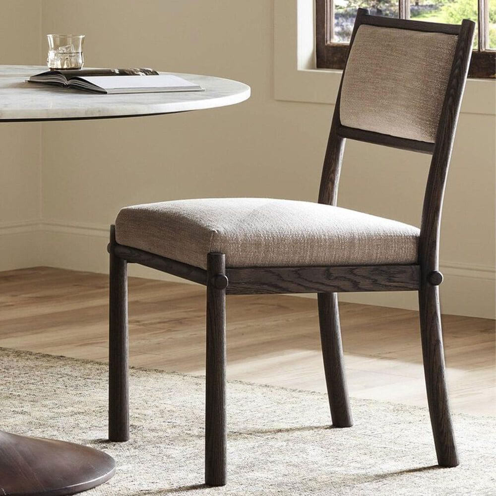 Four Hands Akiro Dining Side Chair with Laken Stone Fabric in Warm Oak, , large