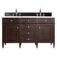 James Martin Vanities Brittany 60" Double Bathroom Vanity in Burnished Mahogany with 3 cm White Zeus Quartz Top and Rectangular Sinks, , large