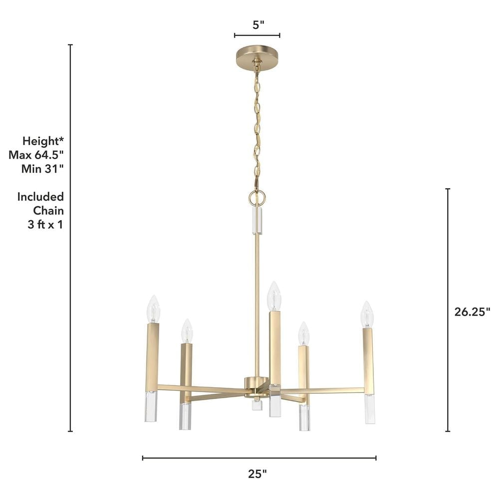 Hunter Sunjai 5-Light Chandelier in Alturas Gold, , large