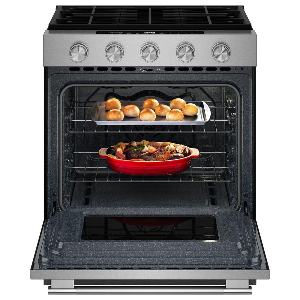 KitchenAid 30" Smart Slide-in Gas Range in PrintShield Stainless Steel, , large