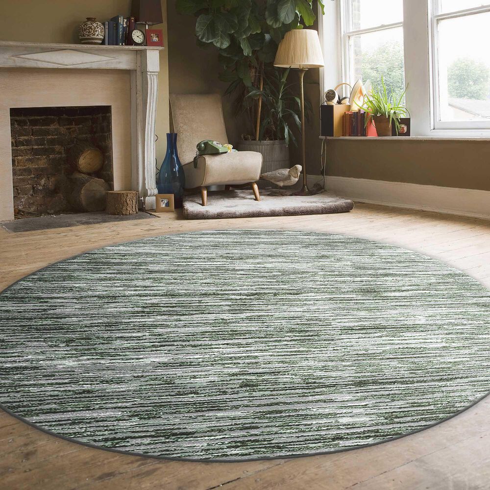 Radici USA Davide Striped 7&#39;10&quot; Round Green Area Rug, , large