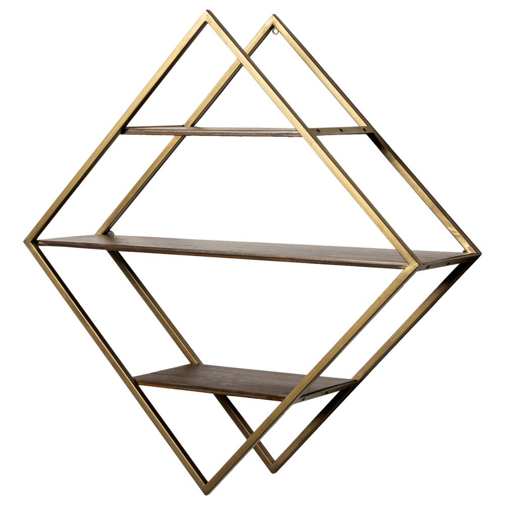 Mercana Neil I Wall Shelf in Gold and Wood, , large