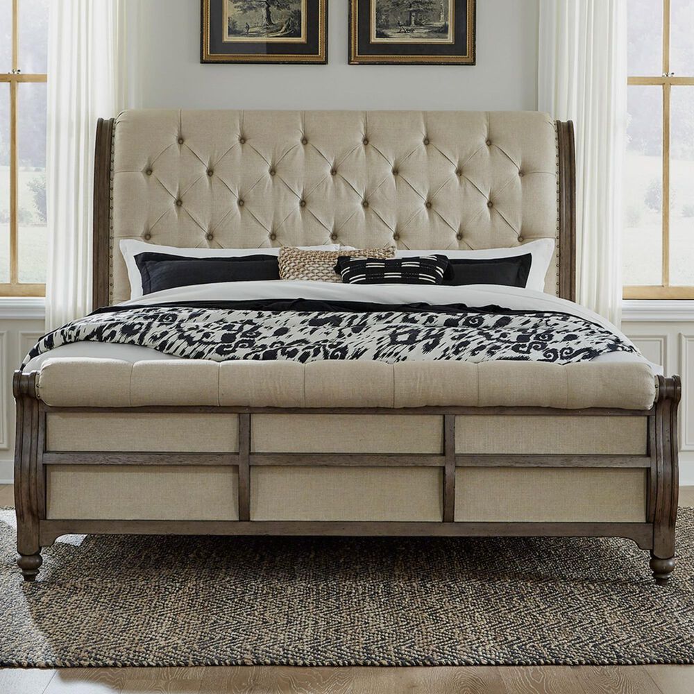 Belle Furnishings Americana Farmhouse Queen Sleigh Bed in Dusty Taupe, , large