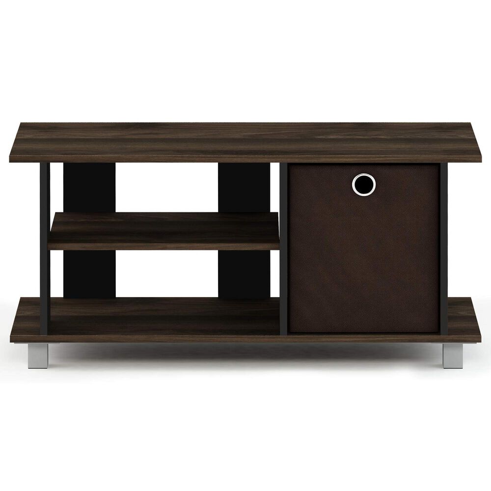 HOMLUX 31.5" Entertainment Center TV Stand with Bin Drawers in Columbia Walnut and Dark Brown, , large