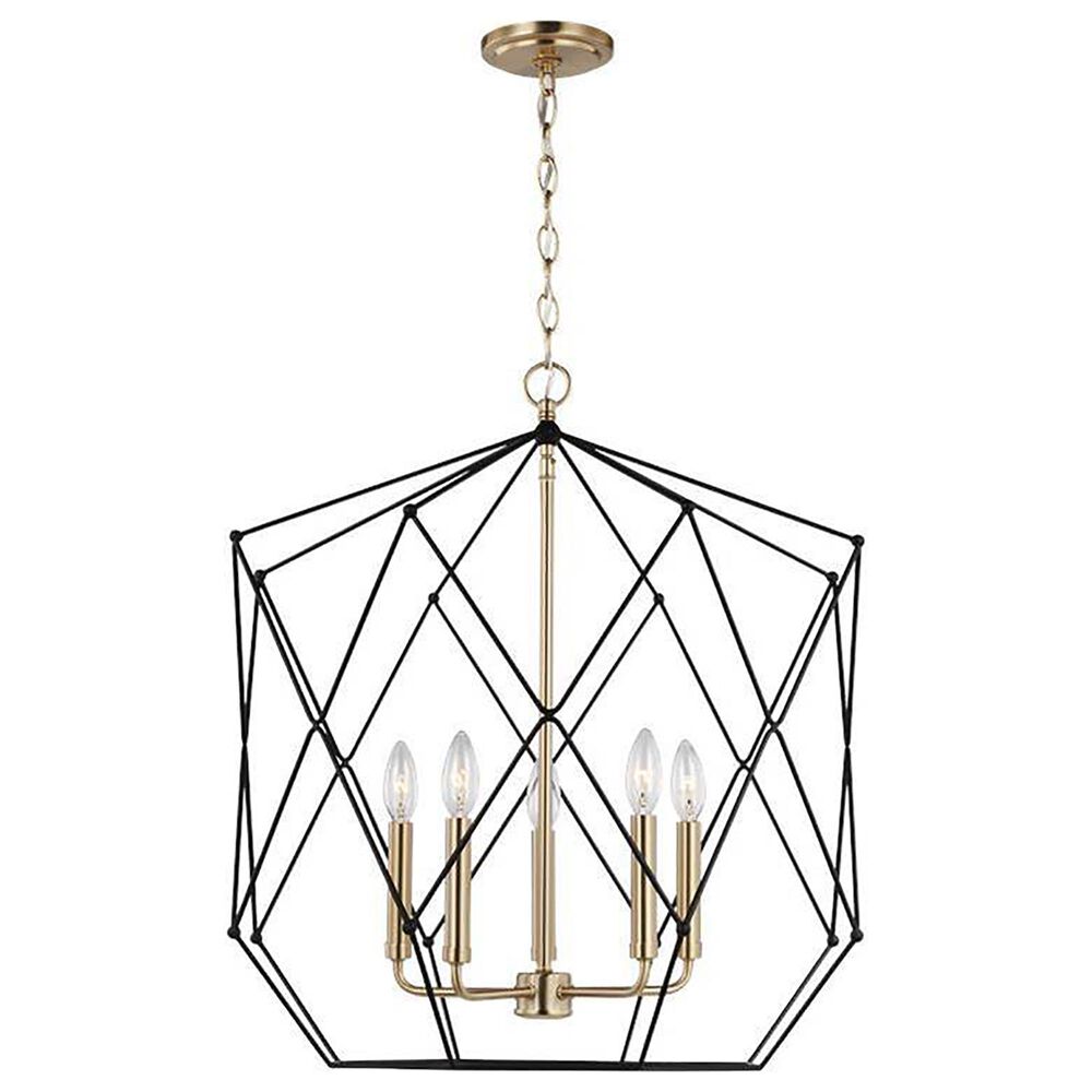 Other Zarra Large 5-Light Pendant in Satin Brass and Midnight Black, , large