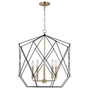 Visual Comfort Studio Zarra Large 5-Light Pendant in Satin Brass and Midnight Black, , large