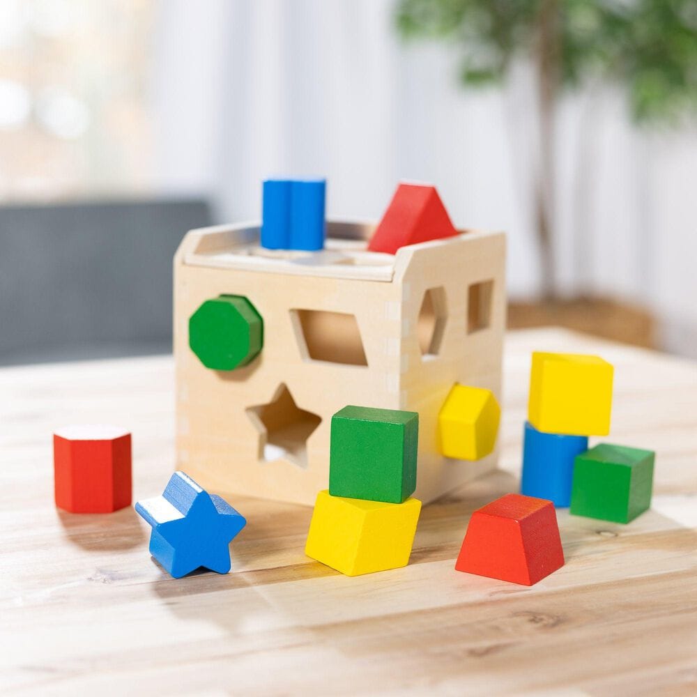 Melissa &amp; Doug Shape Sorting Cube Wooden Toy, , large