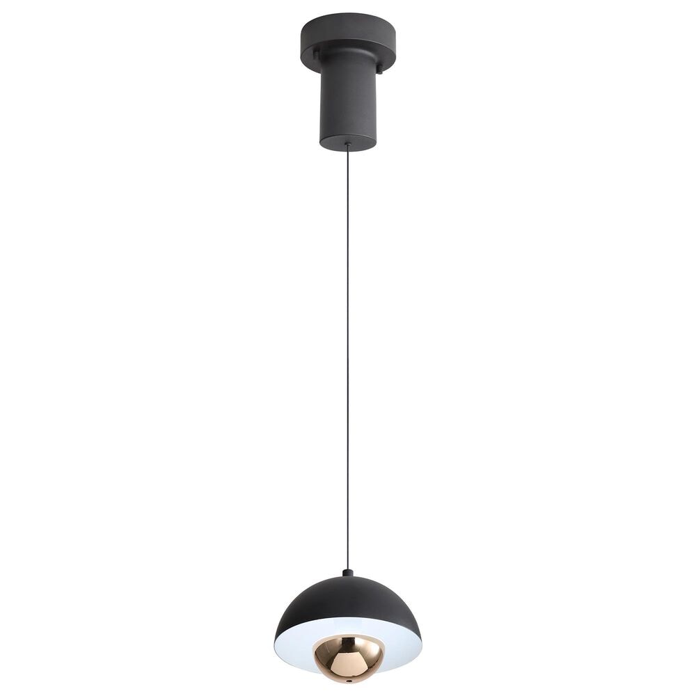 Golden Lighting Vintra LED 1-Light Pendant in Sand Black with Copper, , large