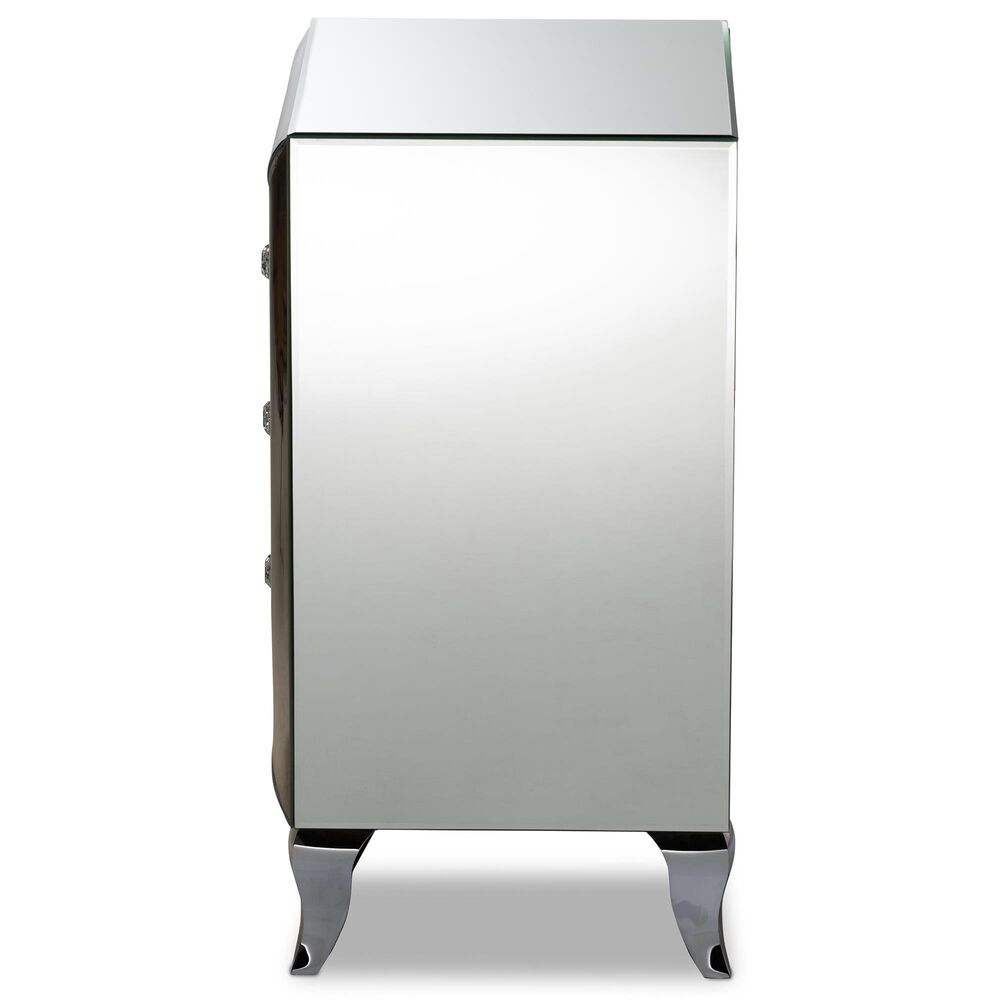 Baxton Studio Pauline 3 Drawer Nightstand in Mirrored, , large