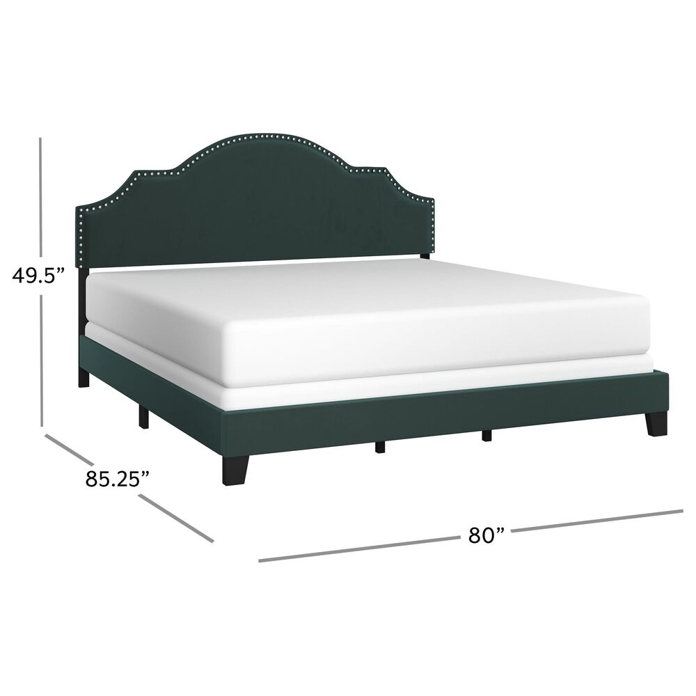 Richlands Furniture Cynthia King Panel Bed with Green Upholstery in Black, , large