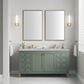 James Martin Vanities Chicago 60" Double Bathroom Vanity in Smokey Celadon with 3 cm Eternal Jasmine Pearl Silestone Top, Rectangular Sinks and FreePower Wireless Charger, , large