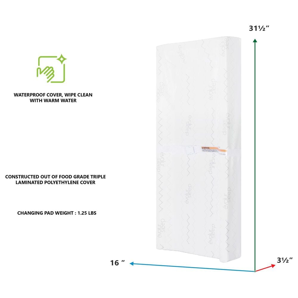 Evolur 3-Sided Changing Pad with 2 Covers in White, , large