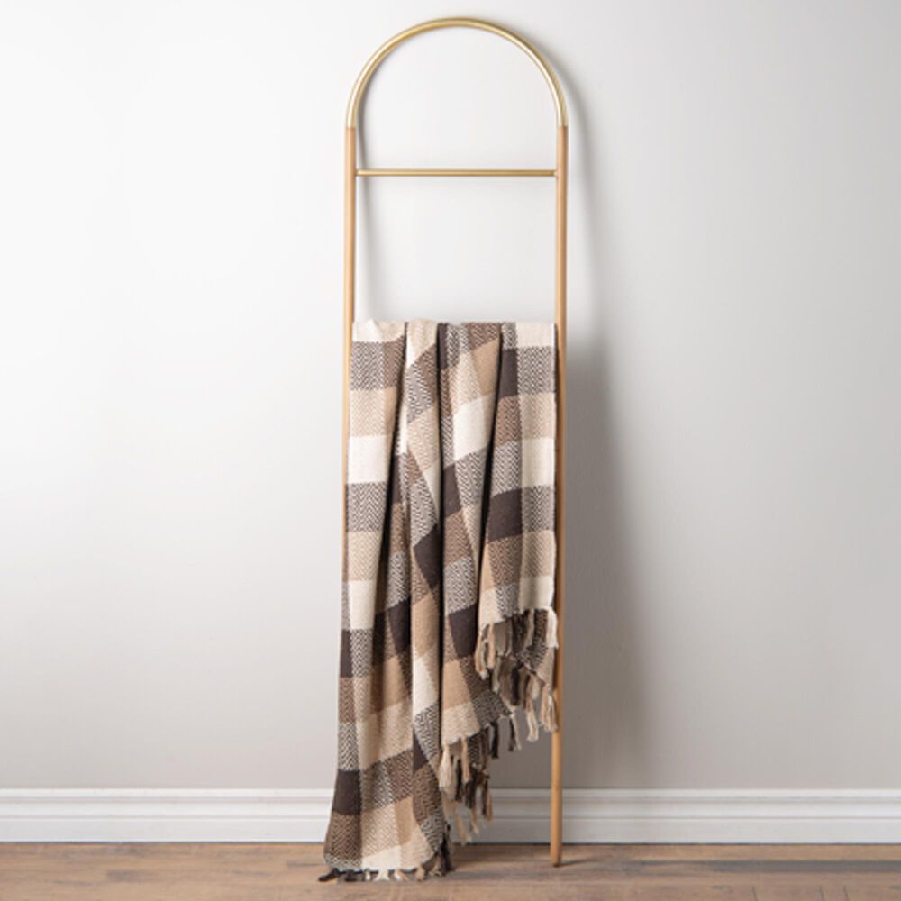 Ganz USA 50&quot; x 60&quot; Plaid Woven Throw in Black, Tan and Natural, , large