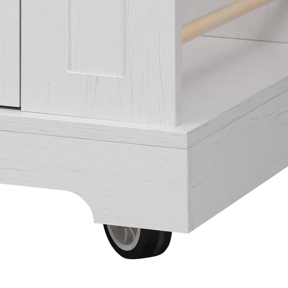 HOMLUX 53" Kitchen Island with Two Tempered Glass Cabinet Door in White, , large
