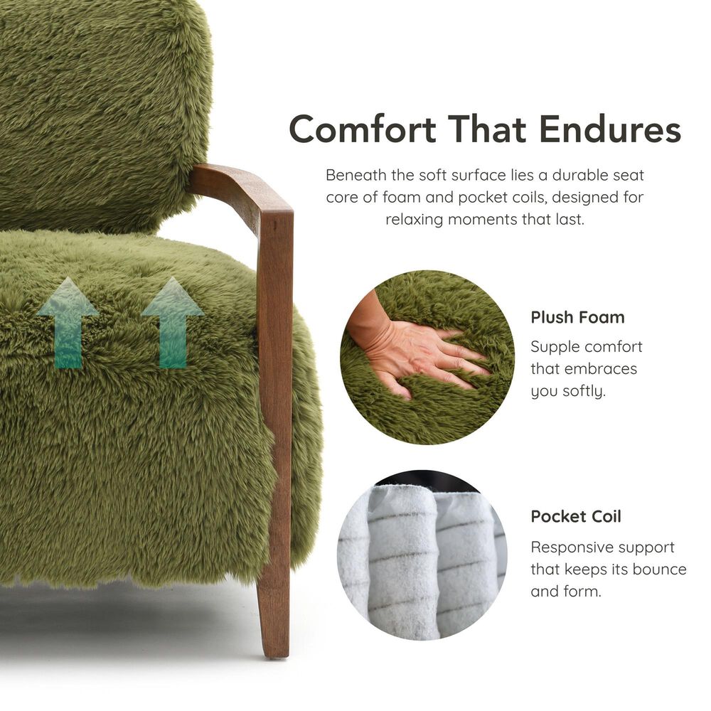 Furniture of America Lumir Long-Haired Accent Chair in Green, , large